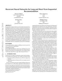 Recurrent Neural Networks for Long and Short-Term Sequential
  Recommendation