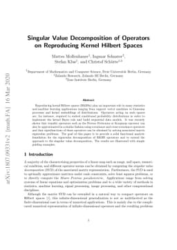 Singular Value Decomposition of Operators on Reproducing Kernel Hilbert
  Spaces