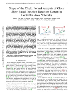 Shape of the Cloak: Formal Analysis of Clock Skew-Based Intrusion
  Detection System in Controller Area Networks