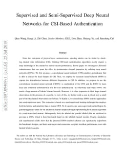 Supervised and Semi-Supervised Deep Neural Networks for CSI-Based
  Authentication