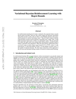 Variational Bayesian Reinforcement Learning with Regret Bounds