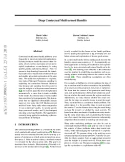 Deep Contextual Multi-armed Bandits