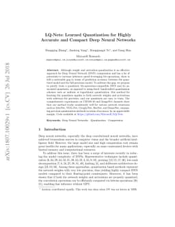 LQ-Nets: Learned Quantization for Highly Accurate and Compact Deep
  Neural Networks