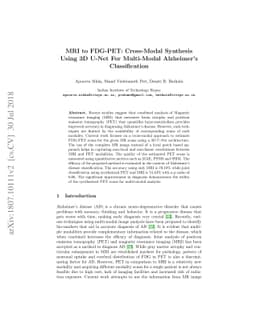 MRI to FDG-PET: Cross-Modal Synthesis Using 3D U-Net For Multi-Modal
  Alzheimer's Classification