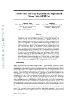 Effectiveness of Scaled Exponentially-Regularized Linear Units (SERLUs)