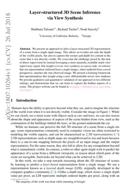 Layer-structured 3D Scene Inference via View Synthesis