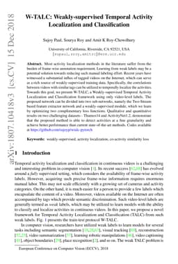 W-TALC: Weakly-supervised Temporal Activity Localization and
  Classification