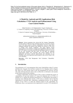 A Model for Android and iOS Applications Risk Calculation: CVSS Analysis
  and Enhancement Using Case-Control Studies