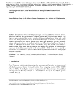 Emerging from The Cloud: A Bibliometric Analysis of Cloud Forensics
  Studies