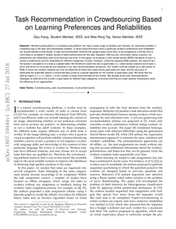 Task Recommendation in Crowdsourcing Based on Learning Preferences and
  Reliabilities