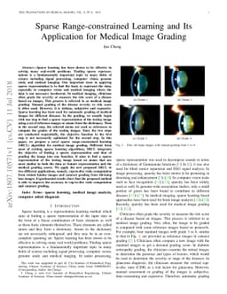 Sparse Range-constrained Learning and Its Application for Medical Image
  Grading