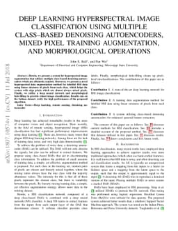 Deep Learning Hyperspectral Image Classification Using Multiple
  Class-based Denoising Autoencoders, Mixed Pixel Training Augmentation, and
  Morphological Operations
