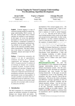 Concept Tagging for Natural Language Understanding: Two Decadelong
  Algorithm Development