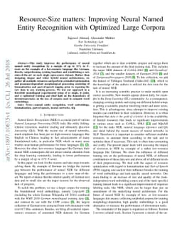 Resource-Size matters: Improving Neural Named Entity Recognition with
  Optimized Large Corpora