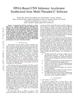 FPGA-Based CNN Inference Accelerator Synthesized from Multi-Threaded C
  Software