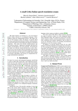 A small Griko-Italian speech translation corpus