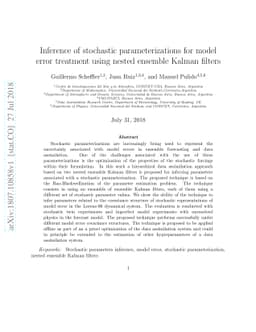 Inference of stochastic parameterizations for model error treatment
  using nested ensemble Kalman filters