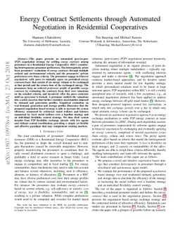 Energy Contract Settlements through Automated Negotiation in Residential
  Cooperatives