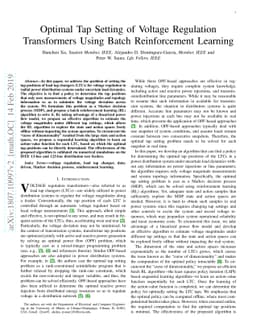 Optimal Tap Setting of Voltage Regulation Transformers Using Batch
  Reinforcement Learning