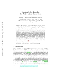 Sidekick Policy Learning for Active Visual Exploration