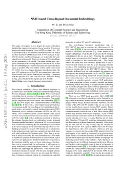 NMT-based Cross-lingual Document Embeddings