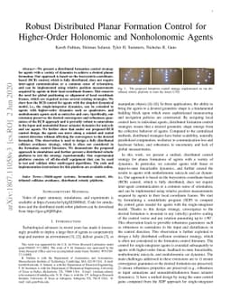 Robust Distributed Planar Formation Control for Higher-Order Holonomic
  and Nonholonomic Agents