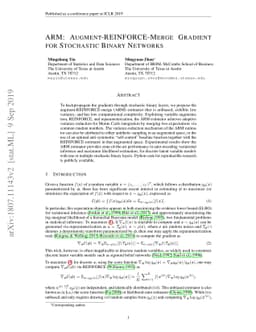 ARM: Augment-REINFORCE-Merge Gradient for Stochastic Binary Networks