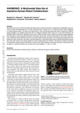 HARMONIC: A Multimodal Dataset of Assistive Human-Robot Collaboration