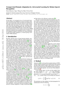 Unsupervised Domain Adaptation by Adversarial Learning for Robust Speech
  Recognition