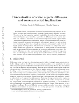 Concentration of scalar ergodic diffusions and some statistical
  implications