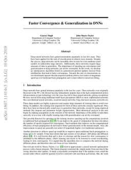 Faster Convergence & Generalization in DNNs
