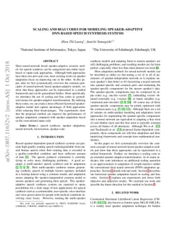 Scaling and bias codes for modeling speaker-adaptive DNN-based speech
  synthesis systems