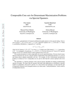 Composable Core-sets for Determinant Maximization Problems via Spectral
  Spanners