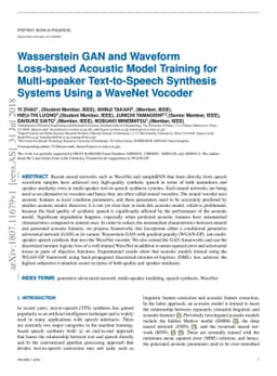 Wasserstein GAN and Waveform Loss-based Acoustic Model Training for
  Multi-speaker Text-to-Speech Synthesis Systems Using a WaveNet Vocoder