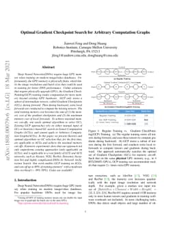Optimal Gradient Checkpoint Search for Arbitrary Computation Graphs
