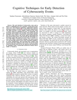 Cognitive Techniques for Early Detection of Cybersecurity Events