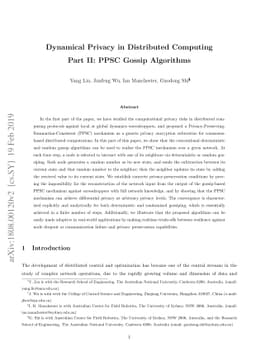 Dynamical Privacy in Distributed Computing -- Part II: PPSC Gossip
  Algorithms