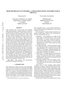 From Thumbnails to Summaries - A single Deep Neural Network to Rule Them
  All