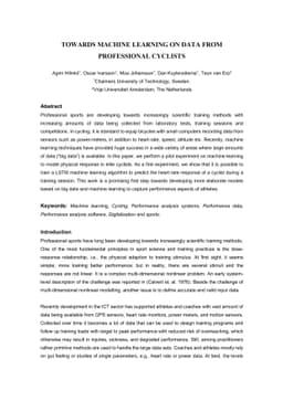 Towards Machine Learning on data from Professional Cyclists