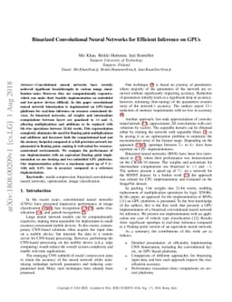 Binarized Convolutional Neural Networks for Efficient Inference on GPUs