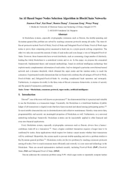 An AI Based Super Nodes Selection Algorithm in BlockChain Networks
