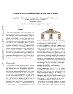 Generative Adversarial Frontal View to Bird View Synthesis