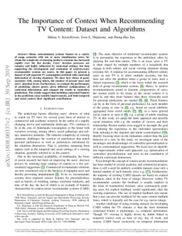 The Importance of Context When Recommending TV Content: Dataset and
  Algorithms