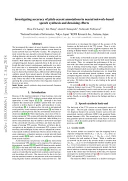 Investigating accuracy of pitch-accent annotations in neural
  network-based speech synthesis and denoising effects