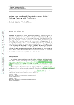 Online Aggregation of Unbounded Losses Using Shifting Experts with
  Confidence