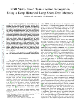 RGB Video Based Tennis Action Recognition Using a Deep Historical Long
  Short-Term Memory