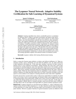 The Lyapunov Neural Network: Adaptive Stability Certification for Safe
  Learning of Dynamical Systems