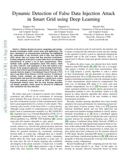 Dynamic Detection of False Data Injection Attack in Smart Grid using
  Deep Learning