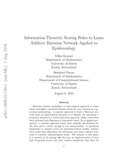Information-Theoretic Scoring Rules to Learn Additive Bayesian Network
  Applied to Epidemiology