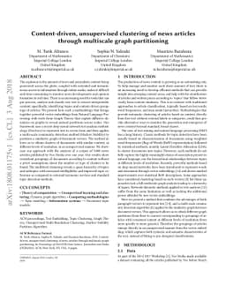 Content-driven, unsupervised clustering of news articles through
  multiscale graph partitioning